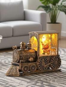 1pc-3D Christmas Train Night Light Decoration,Santa Claus Train LED Lights Festive Snowman, Reindeer Christmas Tree Design Beautiful Plastic Freestanding Upper Lights With Button Battery For Home ,Office Or Various Room Types Holiday Decor Christmas Decorations Winter Room Decor