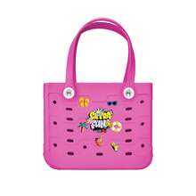 1pc Large Women's Beach Bag, Large Capacity Geometric Pattern Open Design Beach Bag, Waterproof And Sandproof Multifunctional EVA Handbag, EVA Tote Bag, Rubber Vegetable Basket Bag, Suitable For Beach, Swimming Pool, Vacation, Travel, Camping - Fashionable And Casual Shopping Bag - 彩色 - 查看 20