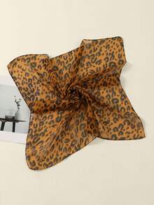 1 pieza Pañuelo de cabeza con estampado de leopardo vintage de moda para mujer, casual y versátil, suave y amigable con la piel, adecuado para todas las estaciones, pañuelo multifuncional