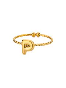 1 Buah Cincin Huruf Awal Tebal Lucu untuk Wanita, Warna Emas, Baja Tahan Karat, Huruf A-Z, Cincin yang Dapat Diatur, Perhiasan Pernikahan Estetis, Hadiah - Yellow Gold - View 23