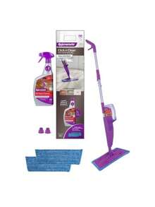 Multi-Surface Spray Mop System Click N Clean Floor Mop Kit Reusable Microfiber Pads Extra-Wide Swivel Head Durable Non-Scratch Scrub Pad Refillable Cleaning Solution 32 Oz Bottle All Floors C