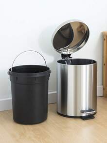 5/8L Stainless Steel Pedal Trash Can, Rectangular Kitchen Trash Can With Durable Plastic Inner Bin, Silver