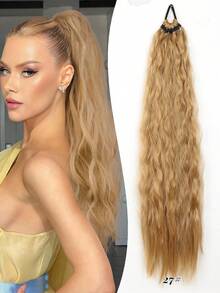 Extensión de cola de caballo sintética rizada de 24 pulgadas con cuerda elástica para el cabello, accesorios de cabello para uso diario y fiestas, extensiones de cabello sintético largo y rizado de alta temperatura para mujeres - Multicolor - Ver 14