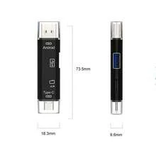 五合一多功能 USB 3.0 Type C、Micro USB、SD、TF 读卡器，兼容 Android、智能手机、电脑、扩展坞、OTG Type C 适配器 - 黑色 - 查看 6