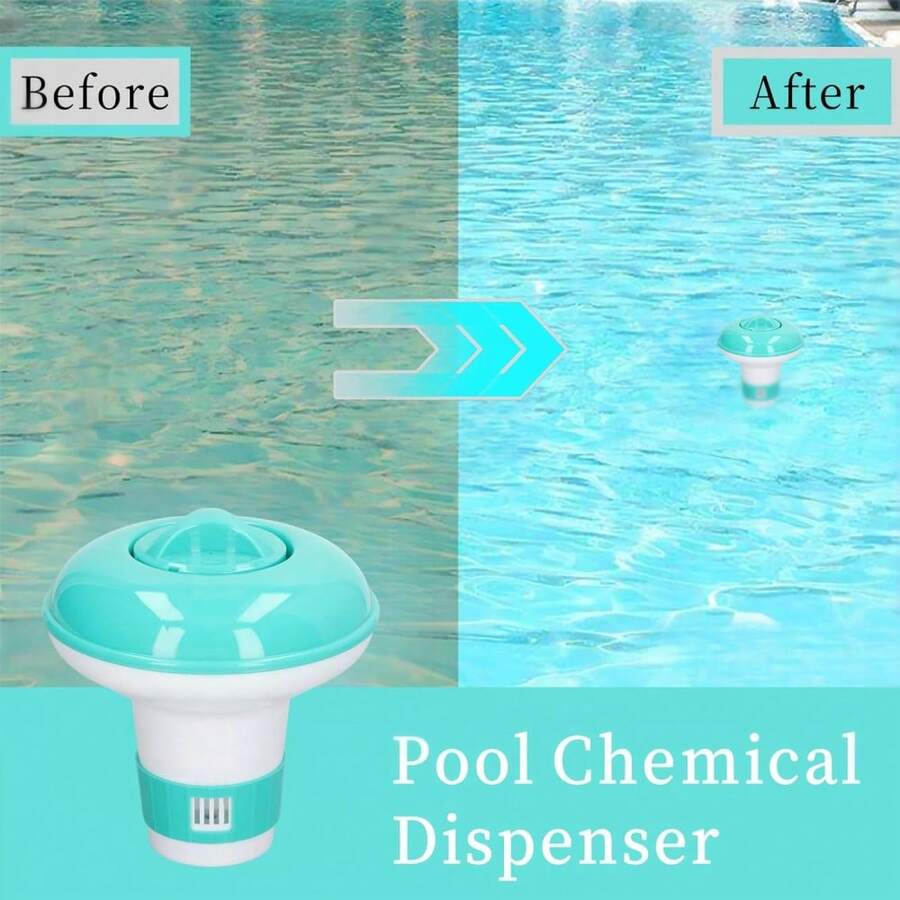 Flotador de Cloro para Piscina, Dispensador Automático de Productos Químicos Reutilizable, Altura 13 Cm, Tipo Flotante, Accesorio para Piscina Interiore - Celeste - Ver 1