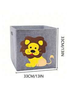 可折叠毛毡收纳篮，饰有可爱动物图案，坚固耐用，节省空间 - 同圖片 - 查看 9