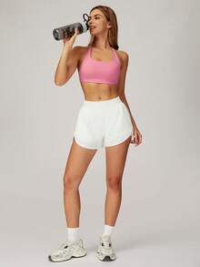 MASKERT Women's Sports Square-Neck Spliced Underwear Sports Vest, Yoga Clothing Sports Vest, High-Elasticity Sports Vest For Home And Commuting, Skin-Friendly And Comfortable