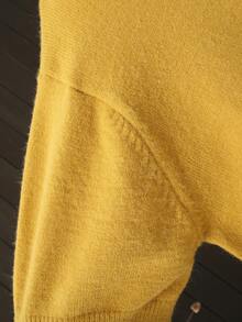 Suéter de cuello redondo de unicolor y manga corta, talla grande, para otoño/invierno