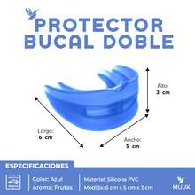 Protector Bucal Doble Termomoldeable con Aroma a Frutos Rojos – Hipoalergénico, con Estuche de Transporte – Ideal para Boxeo, Artes Marciales, MMA, Kickboxing, Fútbol y Deportes de Contacto - Azul - Ver 5