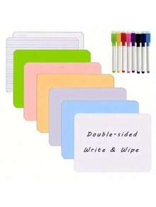 1 szt. Tablica do pisania, dwustronna, mała tablica suchościeralna, przenośna mini kolorowa tablica suchościeralna, niemagnetyczny długopis do tablicy suchościeralnej, do użytku domowego, biura itp., do zapisywania ważnych informacji, prezent - Wielokolorowe - Zobacz 3