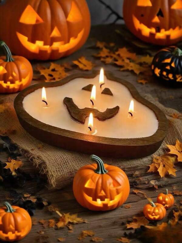 1 PC Halloween Wooden Pumpkin Scented Candle, Home Decoration, Combining Festival And Humor, Festive Scented Gift, Atmosphere Scented Candle, Halloween Decoration, Smokeless Bat Scented Candle, Home Scented Gift, High-End Decorative Atmosphere Candle, Festival And Aromatherapy Candle, Humor, Festive Scented Gift, Atmosphere Scented Candle, Halloween Decoration, Smokeless Scented Gift, High-End Atmosphere Aromatherapy Candle Room Decor