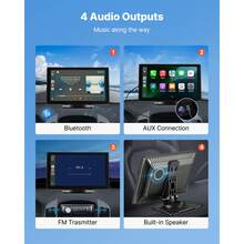 Wireless Car Stereo, 9-Inch HD Portable Radio Touch Screen Compatible With Apple CarPlay & Android Auto, CarPlay Screen With Backup Camera, Voice Control, Mirror Link, Bluetooth, GPS Navigation - 9 inch - Xem 5