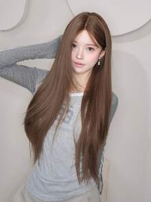 alicegarden 前额蕾丝卷发假发，中长款，棕色长卷假发，30 英尺长，自然逼真的假发，适合日常使用