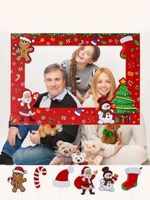 7 pièces Ensemble de photomaton de Noël avec Père Noël et bonhomme de neige - Cadre décoratif en papier classique pour les fêtes avec personnages et accessoires festifs, sans plumes, parfait pour les fêtes de Noël et la décoration de la maison, une excellente idée de cadeau de Noël, parfait pour les accessoires photo de fête de Noël, les décorations d'hiver et du Nouvel An, Halloween, les événements de Noël et les fournitures de fête, fournitures de fête, décorations de Noël