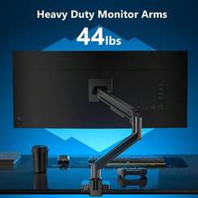 Single Monitor Mount, Gas Spring Monitor Arm 17 - 34 Inch Screens, Adjustable Computer Monitors Stand Up To 26.4lbs, With Clamp And Grommet Base, Mounting Holes 75 And 100mm GSMP001N Black - 49吋+黑色 - 查看 2