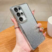 Luxury Rhinestone Sequin Electroplated Silver Phone Case Compatible With Samsung Galaxy A02S, A03, A03S, A04, A05, A06, A07, A12, A13, A14, A15, A16, A17, A22, A23, A24, A25, A26, A32, A33, A34, A35, A36, A50, A51, A52, A53, A54, A55, A56, S20, S21, S22, S23, S24, S25, Note20, EDGE, Honor Y9s, X9a, X9b, X9c 90 Lite, X7b, X7c, X8a, X8b, X6, X8 5G - Silver - View 6