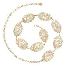 Retro Adjustable Metal Chain Belt Hollow Out Carved Waist Belts For Women For Dresses Chain Belt