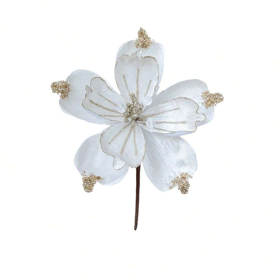 Flor de Pascua artificial, resistente a los rayos UV, ideal para decorar jarrones en bodas. - Blanco - Ver 1