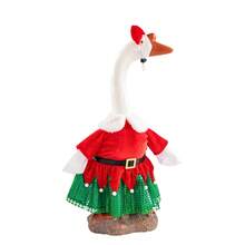 Porch Goose Christmas Outfits Fur Trim Mesh Dress And Bow Headband 2 Pcs Set Lawn Goose Clothes - 彩色 - 查看 7