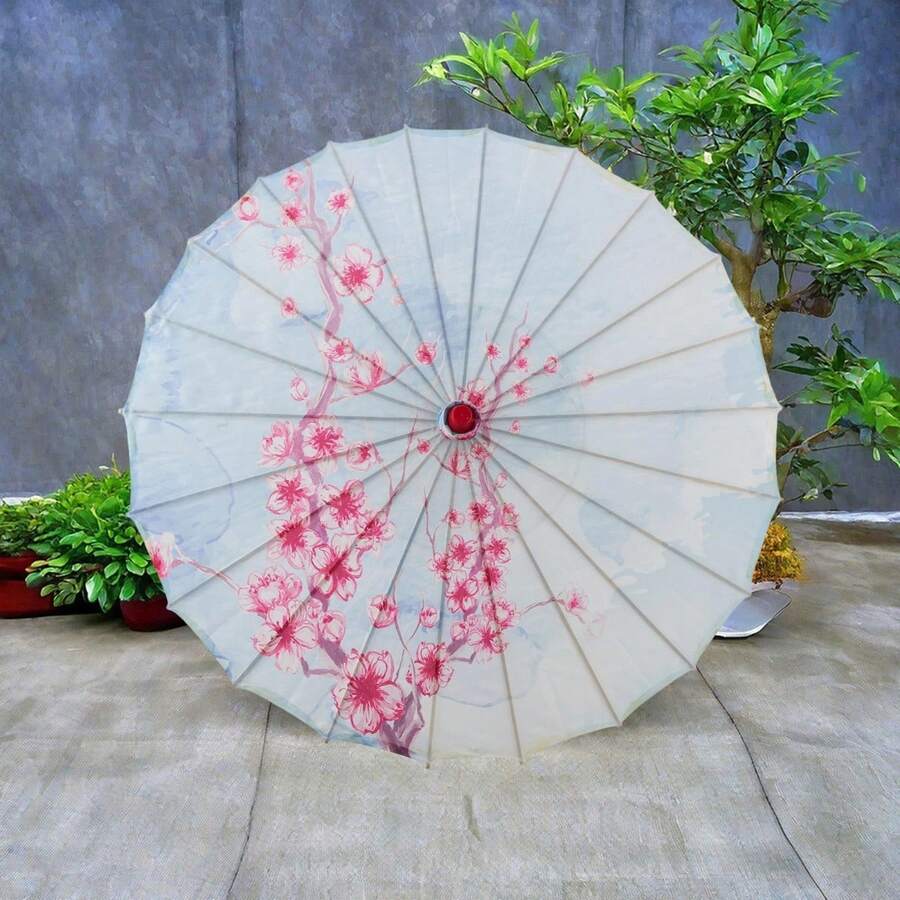 Chinese Style Oil Paper Parasol Umbrella Floral Art Dance Classical Umbrella For Parties Photography Costumes Cosplay - Màu xanh nhạt - Xem 1