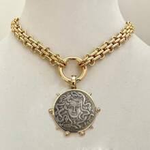 manbara 夸张哥特式粗项链 女式复古日月圆形吊坠项链 个性嘻哈粗项链 - 琉璃項鍊 - 查看 10
