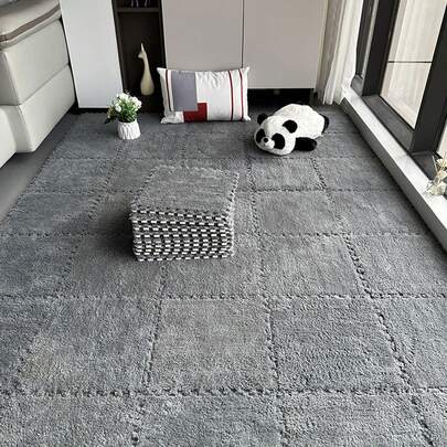 10 件柔软毛绒拼接地垫，11.81x11.81 英寸卧室拼接地毯垫，适用于客厅、飘窗、家居装饰