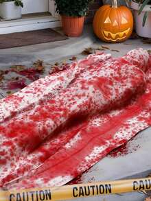 1pc Horror Corpse Cloth, Scary Scene Decoration, Tablecloth, Yard Decor, Coarse Gauze Ghost Festival, Blood Stained Gauze - Multicolor - View 5