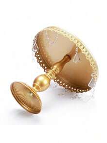 3Pcs Antique Cake Stand Set - Round Metal Cupcake Stands With Pendants And Beads - Elegant Dessert Display, For For Wedding, Birthday Party Decor - 金色 - 查看 8