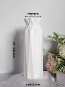 1pc White Plastic Vase, Decorative Vase For Artificial Flowers, Simple Summer Decor For Living Room, Dining Table, TV Cabinet, Suitable For Living Room, Dining Table, Bedroom, Wedding, Modern Minimalist Desktop Decor - White - View 6