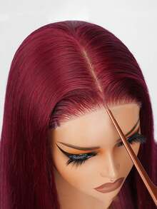 5x5 Lace Front Wig, 100% Human Hair, Pre-Plucked, 99J Color, Transparent Lace Wig, For Women, 150% Density, Virgin Hair - S99J - View 6
