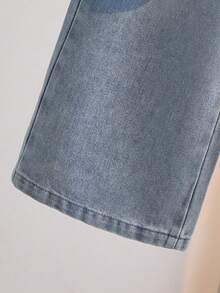 2pcs/Set Girls Casual Sports Street Style Comfortable Daily Wear Long Sleeve T-Shirt And Distressed Denim Pants Set, Spring/Autumn