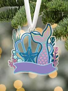 1pc Christmas Acrylic Ornament ,Mermaid Tail Shell Starfish Shape Acrylic Hanging Decor, Mermaid Theme Ocean Style Party Decoration, Christmas Tree Decoration Hanging Ornament, Christmas Home Mermaid Decor, Unique Legendary Mermaid Fantasy Art Holiday Decor Home Decor Christmas Decorations Room Decor