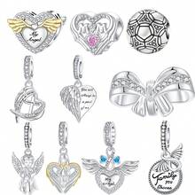 Silver Plated Charms Golden My Angel Love Multicolored Zirconia Mom Silver Football You Will Always Be A Pact Of Me Angel Wings Silver Zirconia Bow Angel Wings Angel Series Charm Fit Original Bracelet Charm Beads Necklace Diy Female Jewelry
