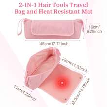 [2-Color Options] Large Capacity Heat-Resistant Storage, Zipper Closure, Minimalist & Fashionable Hair Straightener Storage Bag, Home/Travel/Holiday Gift, Pink/Black Available, Women-Specific Hair Styling Tool Organizer