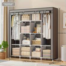 便携式衣柜，衣物收纳柜，3-4层大容量简约衣柜，卧室衣柜，家用布艺衣柜，适用于出租房/宿舍，衣物收纳，坚固耐用组装式布艺衣柜 - 彩色 - 查看 4