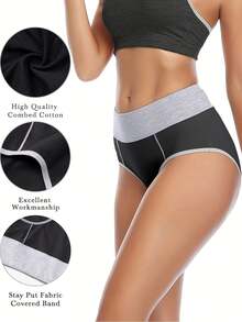 5PCS, Women's Cotton Underwear, High Waisted Elastic Triangle Pants, Soft And Breathable Shorts, Women's Full Coverage Sports Underwear, Women's Lingerie&Underwear,RANDOMLY PACKING - Nhiều màu - Xem 3