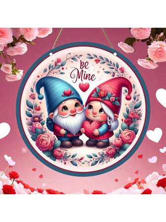 Decoración de adorno con patrón de pareja de dibujos animados dulces, logotipo de corona de amor "Sé mío" para el Día de San Valentín, crea una atmósfera rica para el Día de San Valentín, adecuado para decoración del hogar, la cocina, el jardín, la terraza, interiores y exteriores, decoración navideña, decoración del hogar, decoración de habitaciones, regalos del Día de San Valentín, regalos perfectos de Navidad y Halloween para familiares y amigos