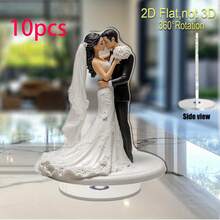 1 件优雅的 2D 旋转亚克力新娘和新郎桌面装饰 - 适合婚礼、订婚和周年纪念，室内/室外使用，无需电源，婚礼装饰 - 多色E - 查看 17