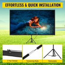 Tripod Projector Screen With Stand 80 Inch 16:9 4K HD Projection Screen Stand Wrinkle-Free Height Adjustable Portable Screen For Projector Indoor & Outdoor For Movie, Home Cinema, Gaming, Office - 黑與白 - 查看 5