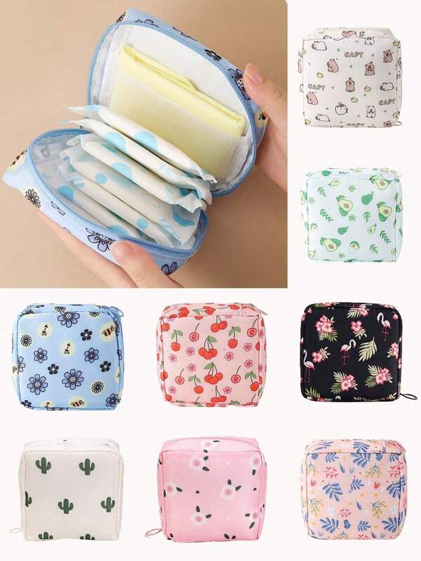 Set de 5 bolsas de almacenamiento de toallas sanitarias de gran capacidad, bolsa de almacenamiento de toallas sanitarias con diseño de dibujos animados, estuche portátil para productos menstruales, bolsa de almacenamiento impermeable multiusos, bolsa de almacenamiento de almohadillas para la lactancia, bolsa para tampones, bolsa para productos femeninos, bolsa de almacenamiento para vacaciones, adecuada para almacenar toallas sanitarias, lápiz labial y monedas, artículos esenciales de viaje, artículos esenciales de almacenamiento, artículos esenciales para la temporada escolar, regalos para mamá, regalos de cumpleaños, regalos navideños, estilo bohemio