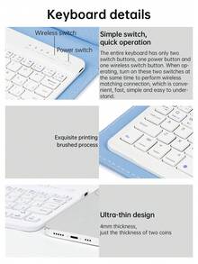 1pc Wireless Keyboard Designed For 4.5-6.8 Inch Smartphones, With Detachable Leather Case And Magnetic Keyboard - Blue - View 5