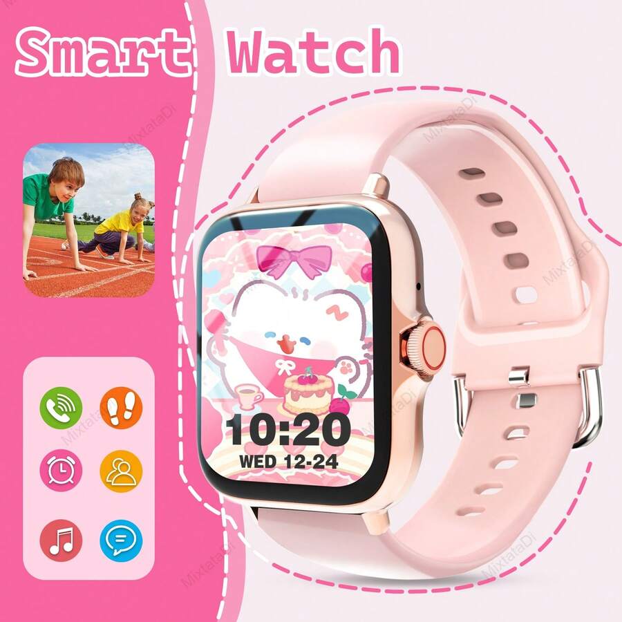 Children's Smart Watch With Wireless Calling, Message Reminders, Multi-Sport Mode, Shutter Control, Calculator, Calendar And Other Practical Functions, Silicone Strap, Is The Perfect Holiday Gift For Children - 彩色 - 查看 1