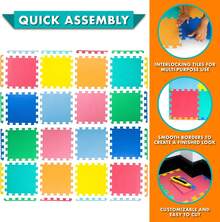 ProsourceFit Tapete de Ejercicio, Baldosas de Espuma EVA Encajables, Piso Protector y Amortiguador para Equipos de Gimnasio, Ejercicio y Área de Juego - Blanco/Gris/Beige - 16 Azulejos - Ver 9