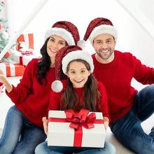 قبعة سانتا كلوز الحمراء المزينة بالبريق، ديكور حفلة عيد الميلاد، قبعة عيد الميلاد الناعمة المزينة بالبريق - قبعة حفلة رأس السنة وعيد الميلاد، هدية حفلة رأس السنة