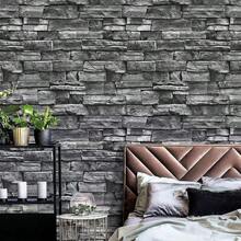 1pc Self-Adhesive 3d Three-Dimensional Wallpaper, Brick Pattern Wood Grain Decorative Wallpaper, Retro Background Wallpaper For Living Room Bedroom Balcony, Extra Thick Vinyl, Self-Adhesive, Wallpaper, Bathroom Kitchen Oil-Proof Wallpaper