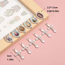 12 Stücke zufällig gemischte 3-Loch Anhänger Charms mit Kreuz, geeignet für DIY Rosenkranz Armband, Halskette usw. (6 Stücke + 6 Stücke)