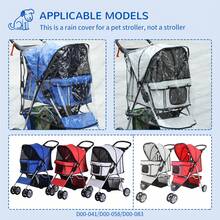 PawHut Dog Stroller Rain Cover W/ Rear Entry, Cover, For Dog Pram - White - View 6