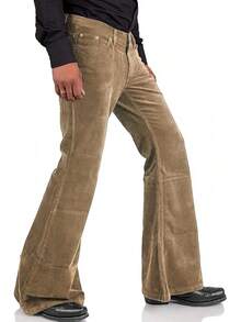 Men's Corduroy Vintage Bell Bottom Pants 70s,Disco Stretchy Flared Pants Fit 60s 70s Outfits For Men,Mens Bell Bottom Jeans.-20256688 - 布朗2 - 查看 11