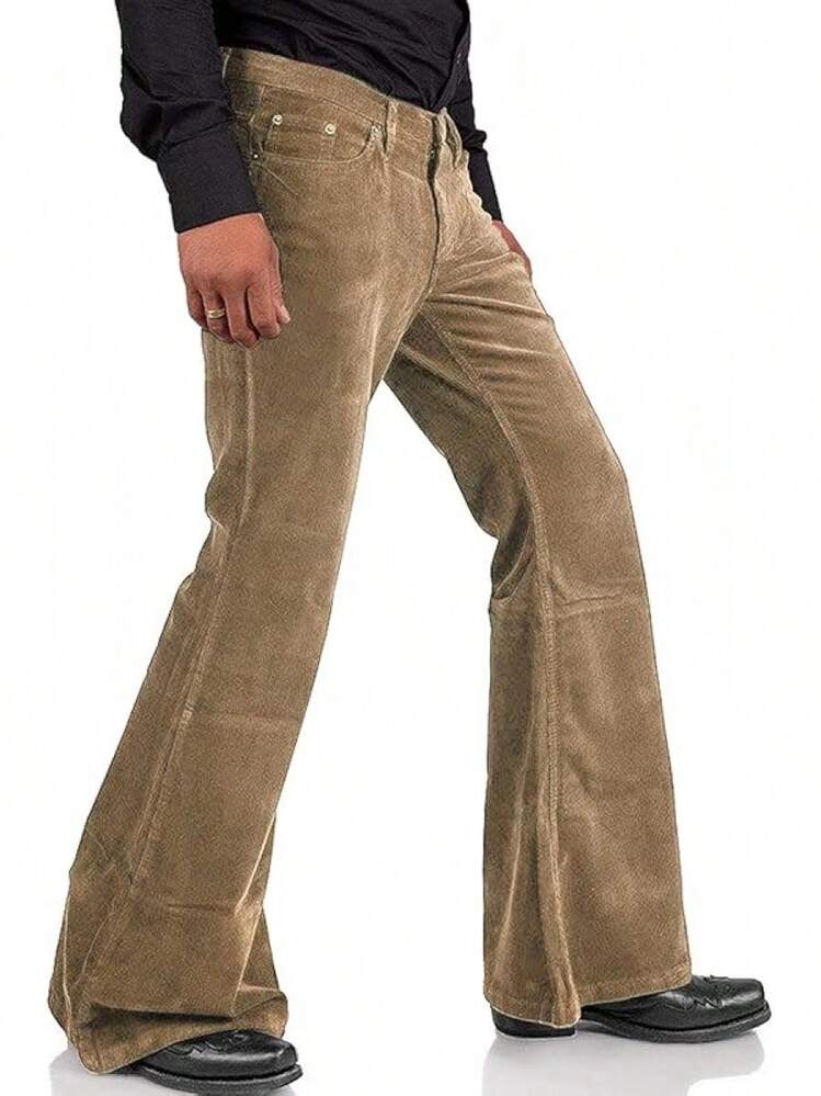 Men's Corduroy Vintage Bell Bottom Pants 70s,Disco Stretchy Flared Pants Fit 60s 70s Outfits For Men,Mens Bell Bottom Jeans.-20256688 - 布朗2 - 查看 11