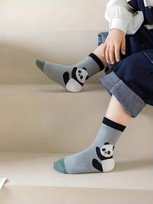 1/5 Đôi tất ôm hình gấu trúc dễ thương, thoải mái, tông màu xanh lá cây - Nhiều màu - Xem 14